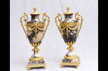 Pair Antique Marble Cassoulet Urns Empire -   Canonbury Antiques