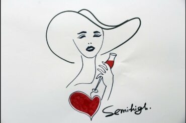 How to draw girl valentine love with wine glass