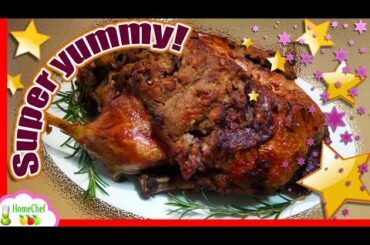 SUPER YUMMY! Walnut and apple stuffed duck - roasted stuffed duck recipe to make duck roast!