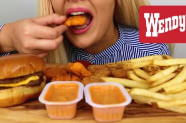 WENDY'S CHEESEBURGER, SPICY NUGGETS AND FRENCH FRIES ASMR MUKBANG (NO TALKING)