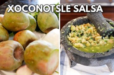 Salsa Verde De molcajete Xoconostle (No Tomatillo) | Views Healthy Mexican food Recipe