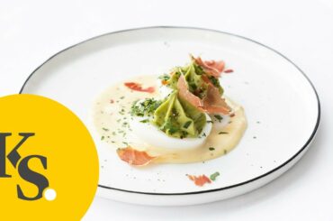 Deviled eggs with avocado cream and prosciutto | fine dining starter recipe
