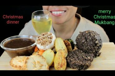 Christmas Dinner asmr | Haggis, Mince pie, Roasted veggies Red wine sauce no talking asmr Mukbang
