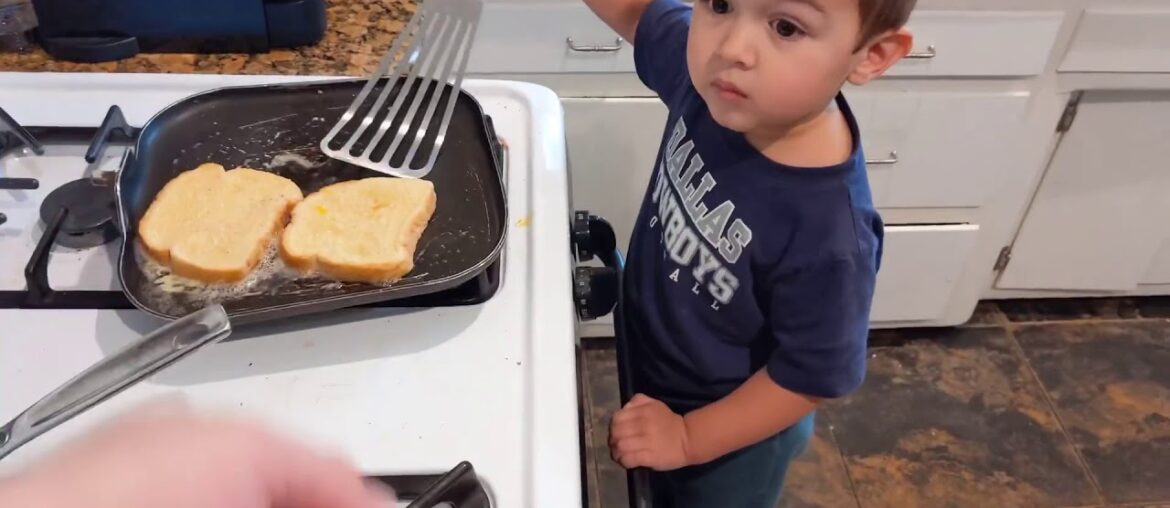 Making French Toast with Dada