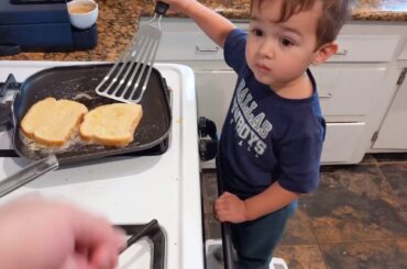 Making French Toast with Dada