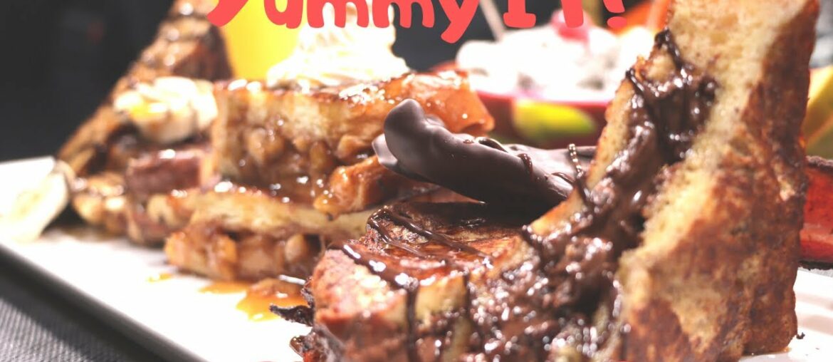 Stuffed French Toast 3 Ways (Peanut Butter Banana, Nutella Bacon, Apple Pie) [ASMR] | Yummy IT Food