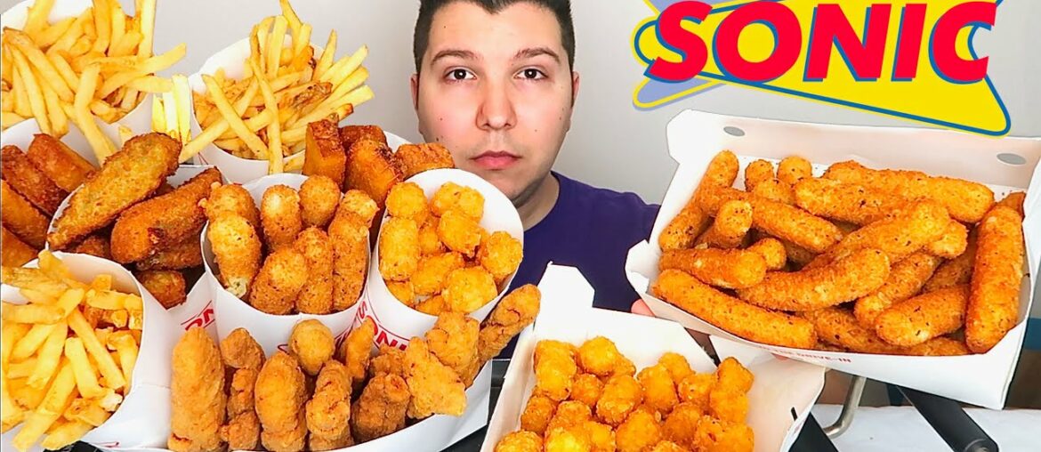 Mozz Sticks, Cheesy Tots, Onion Rings, Cheese Fries, Chicken Fingers • Sonic Snack Box • MUKBANG