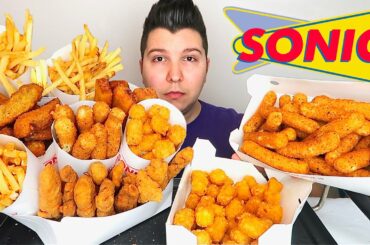 Mozz Sticks, Cheesy Tots, Onion Rings, Cheese Fries, Chicken Fingers • Sonic Snack Box • MUKBANG