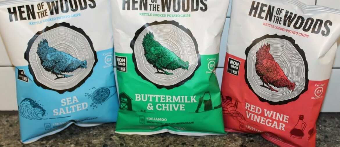 Hen of the Woods Kettle Cooked Potato Chips: Sea Salted, Buttermilk & Chive and Red Wine Vinegar