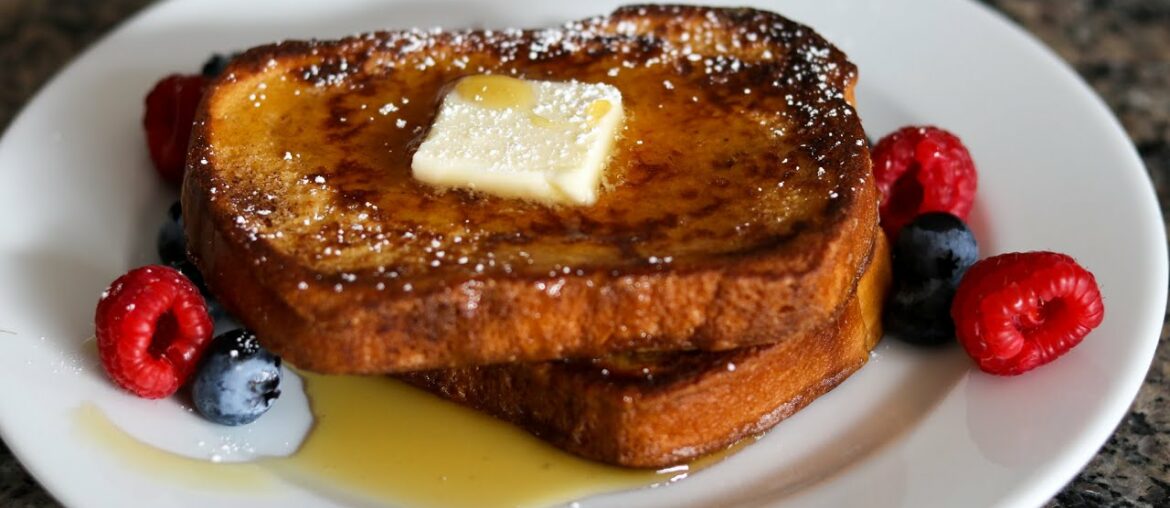 French Toast on Brioche Bread with Cinnamon, Nutmeg & Vanilla