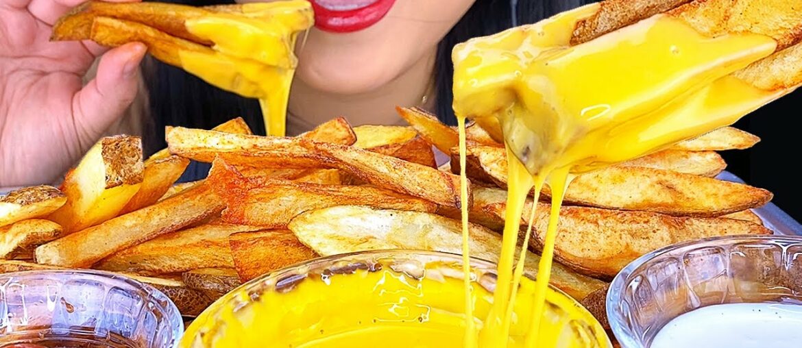 ASMR CHEESY French Fries *Homemade* No Talking Eating Show | ASMR Phan