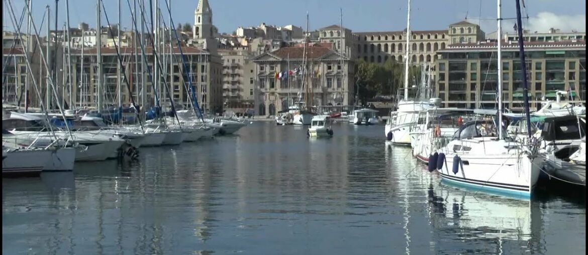 Walk around Marseille France. Vieux-Port de Marseille Le Panier La Canebière.