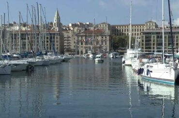 Walk around Marseille France. Vieux-Port de Marseille Le Panier La Canebière.