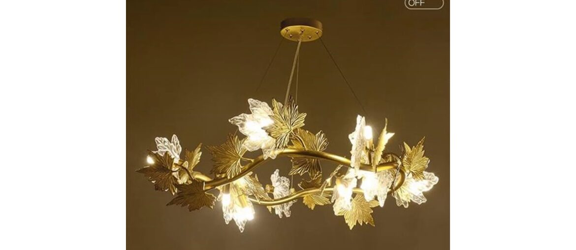 Top Modern Deluxe Golden Maple Leaf Art Chandelier Lighting Modern French Country Lustre Cristal Ha