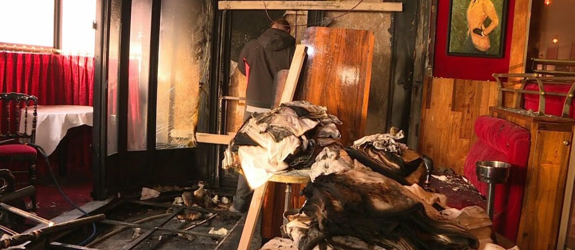 Images of fire damage at iconic Parisian brasserie frequented by Macron | AFP