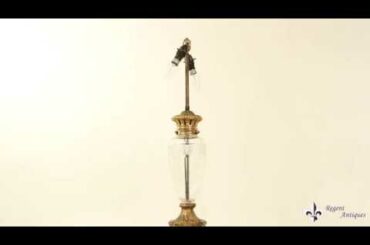 Antique Pair of French Ormolu & Glass Table Lamps