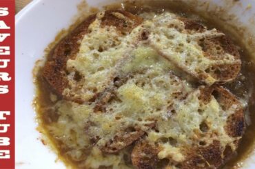 French onion soup the very best with The French Baker TV Chef Julien from Saveurs Dartmouth U.K.