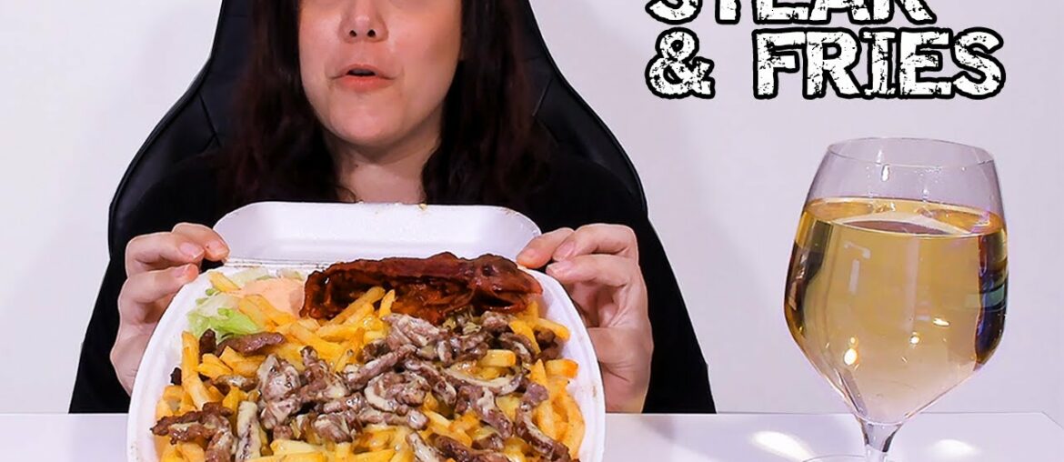 STEAK, BACON, FRIES & SAUCE MUKBANG • French Fries & Steak Strips with Bearnaise sauce | EATING SHOW