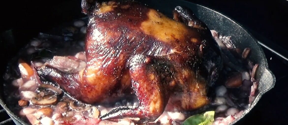 Red Wine Rooster on the Lousiana Grills LG800 - Coq-Au-Vin