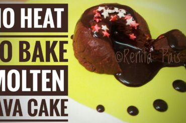 No heat No Bake Molten Lava Cake, Cooking Without Fire, Easy Recipe