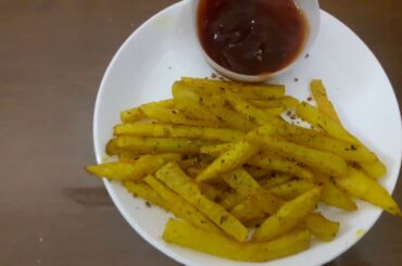 French  Fries using Microwave Oven less oil recipe(with subtitles) / ஃப்ரெஞ்ச் ஃப்ரை