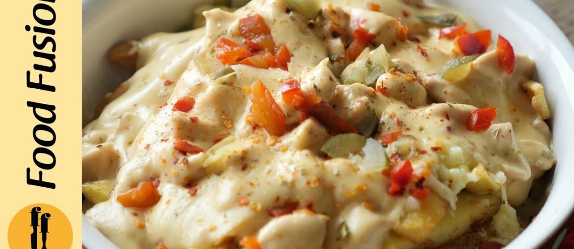 Chicken loaded fries with white sauce Recipe By Food Fusion Chicken loaded fries with white sauce Recipe By Food Fusion