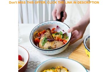 SWEETHOME Ceramic Glaze Baking Bowl with Handle French Onion Soup Bowl Roasting Lasagna Pan Round