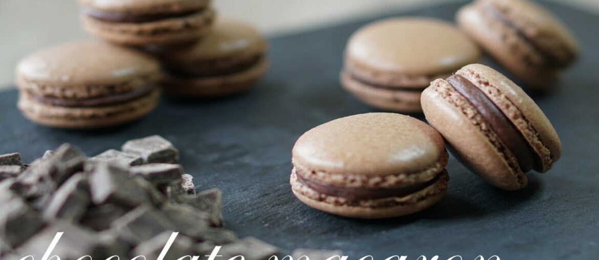 チョコレート マカロンの作り方/ French Chocolate Macarons Recipe