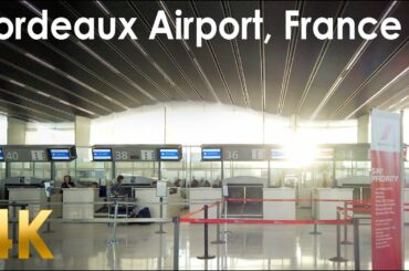 Bordeaux 4k walking tour / Bordeaux Airport, Merignac / City Sounds treadmil virtual tour POV