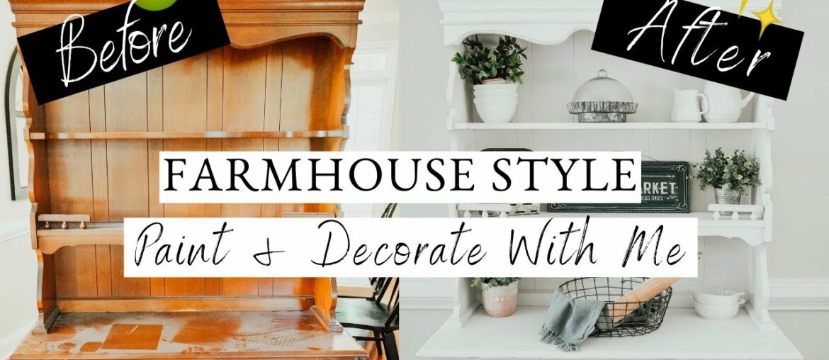 🏠 DINING HUTCH MAKEOVER (DIY) | FARMHOUSE STYLE PAINT AND DECORATE WITH ME 2019