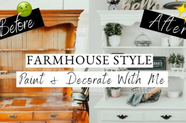 🏠 DINING HUTCH MAKEOVER (DIY) | FARMHOUSE STYLE PAINT AND DECORATE WITH ME 2019