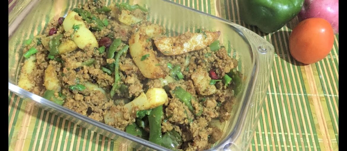 Qeema shimla mirch with fried potatoes recipe by scrumptious food recipes
