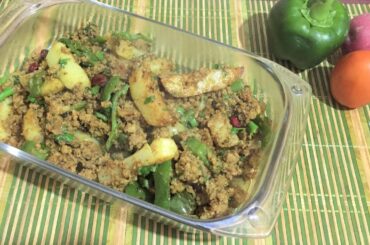 Qeema shimla mirch with fried potatoes recipe by scrumptious food recipes
