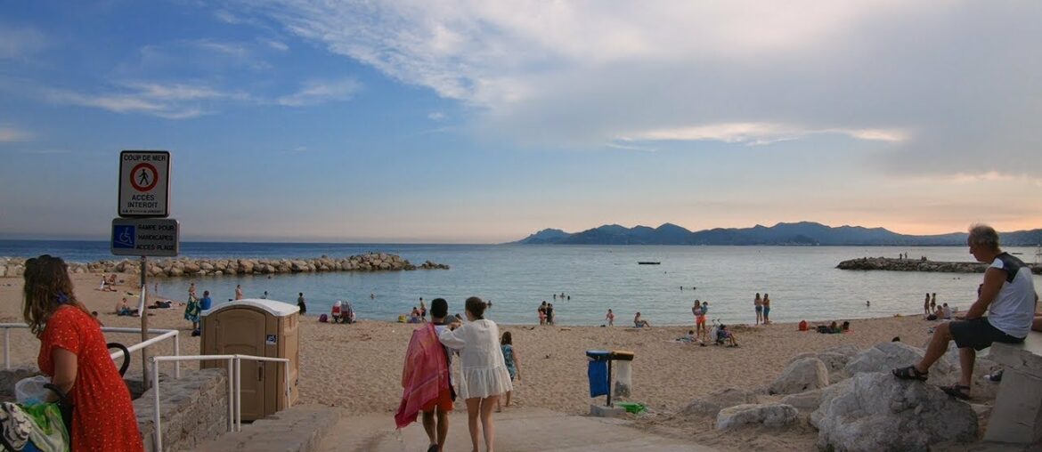 Walking Cannes, France - Main Shopping & Restaurant Streets to Night Market & Beach