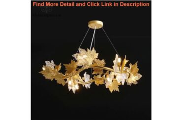 Deal Modern Deluxe Golden Maple Leaf Art Chandelier Lighting Modern French Country Lustre Cristal H