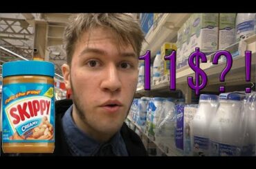 STUDENT SHOPPING IN A FRENCH SUPERMARKET