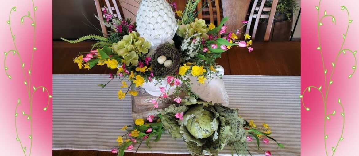 SIMPLE FRENCH COUNTRY SPRING CENTERPIECE - SPECIAL VISITOR IN M YARD - FRENCH COUNTRY SPRING DECOR