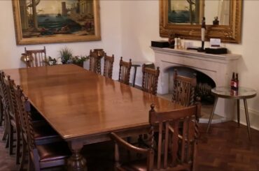 Large Antique Oak Extending Dining Table Maples & Co 14ft