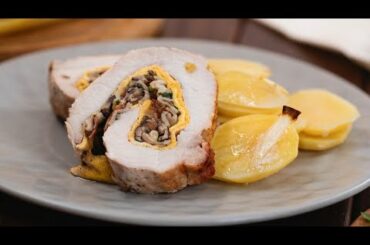 Stuffed pork roll: it looks impressive to guests and is very easy to prepare.