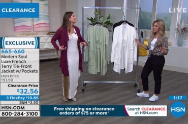 ModernSoul Luxe French Terry TieFront Jacket with Pockets