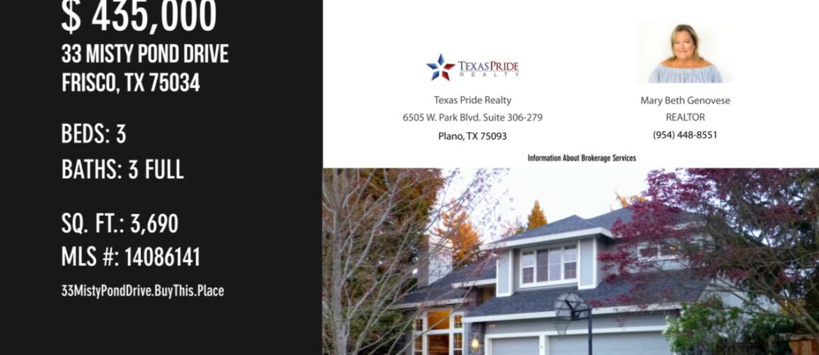 33 Misty Pond Drive,  Frisco, TX 75034 - Mary Beth Genovese REALTOR - MLS 14086141