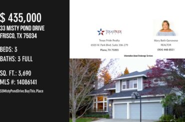 33 Misty Pond Drive,  Frisco, TX 75034 - Mary Beth Genovese REALTOR - MLS 14086141