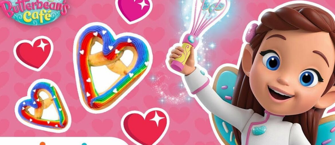 Heart-Shaped Rainbow Pretzel Valentine’s Day Recipe 🥨 Butterbean’s Café | Nick Jr.