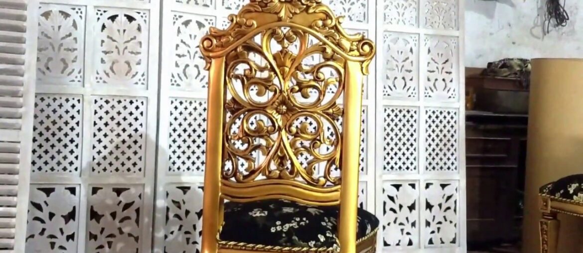 #35 Antique Dining Chairs in Gold | Luxury Handicrafts | Royal Furniture Ideas by AarsunWoods.com