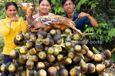 Cooking Yummy Curry Palm Fruit with Whole Goat Recipe Village Life Style - Eating and Sharing Foods