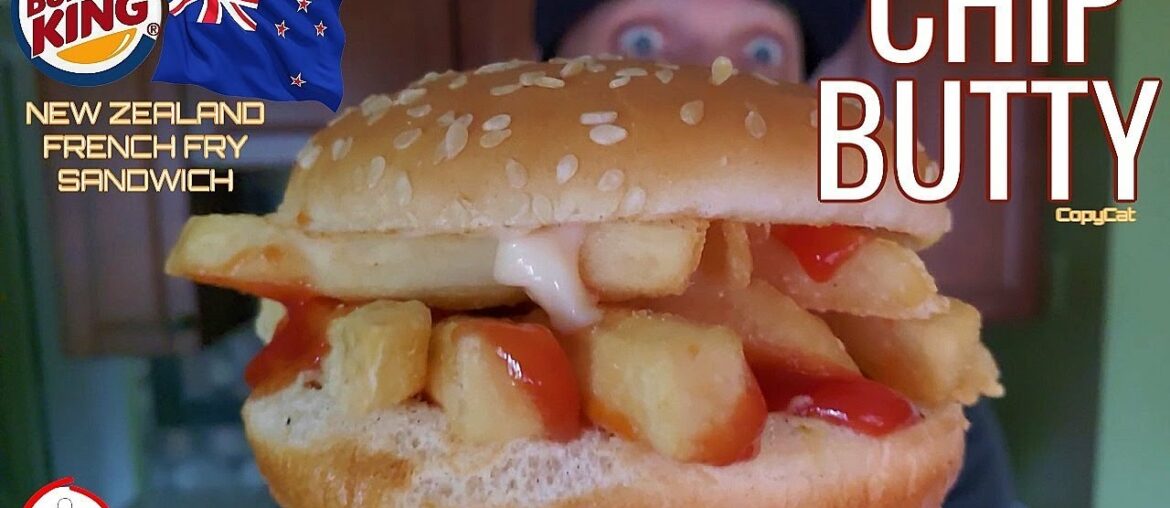 Burger King® New Zealand Chip Butty Review! | French Fry Sandwich? 🍔 👑🍟