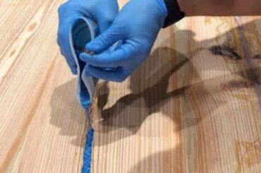 Epoxy Dining Table with Resin Inlays (Reclaimed Heart Pine)