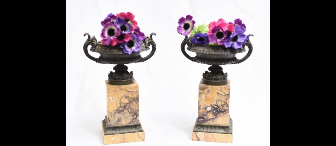 Pair Antique Tazza Dishes   French Empire Marble Comports 1840    Canonbury Antiques