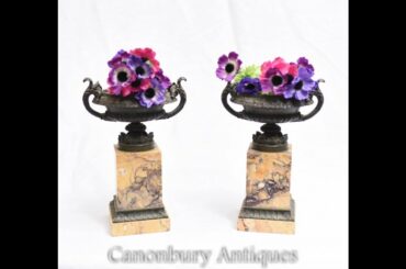 Pair Antique Tazza Dishes   French Empire Marble Comports 1840    Canonbury Antiques