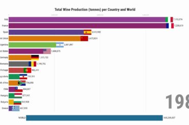 Yearly Wine Production per Country and World